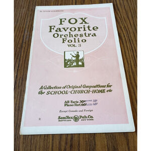 Fox Favorite Orchestra Folio Tenor Saxophone Volume Three Sheet Music Book 1927
